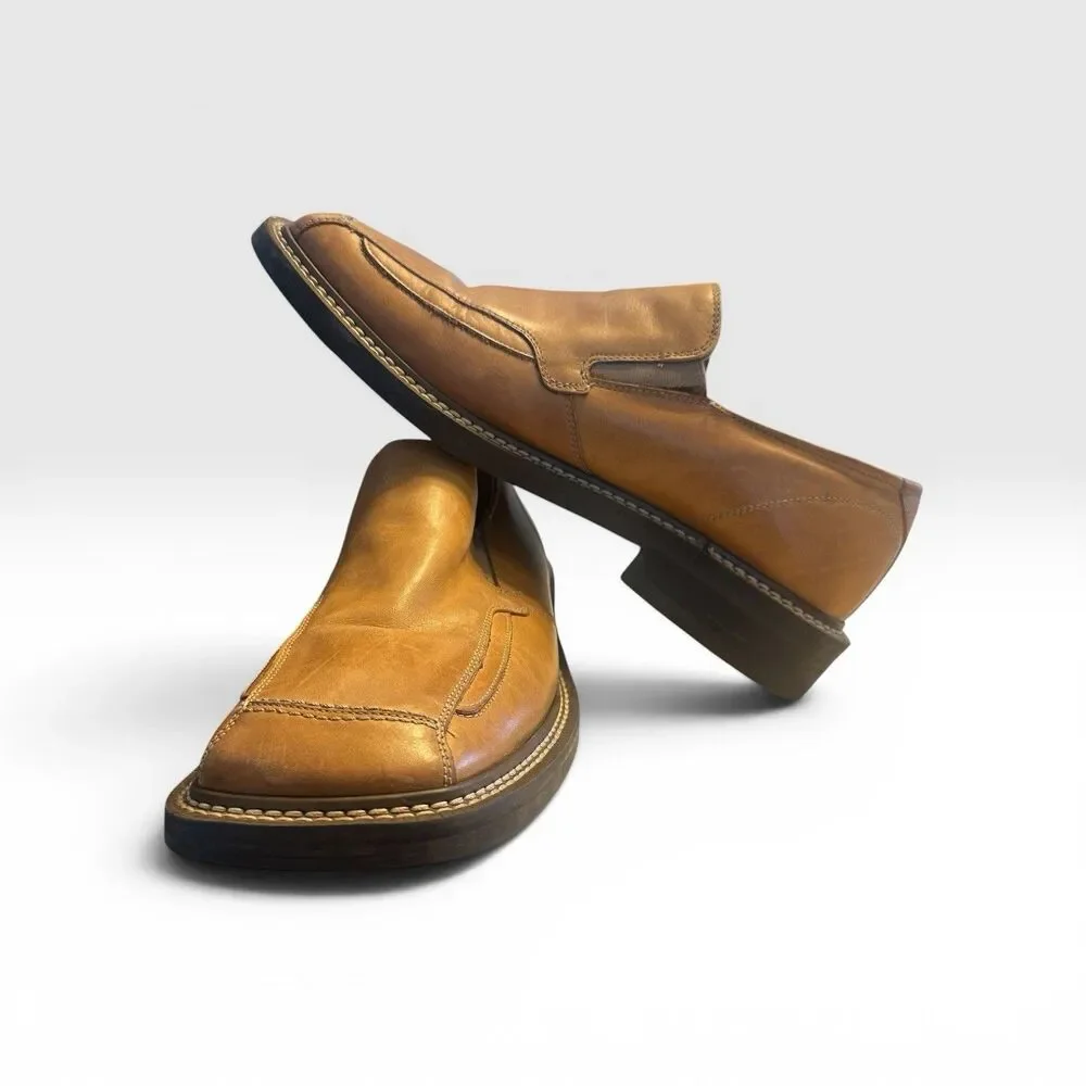 Bottesini Brown Leather Slip On Loafers Italy Men’s 10.5 M Dress Comfort Shoes